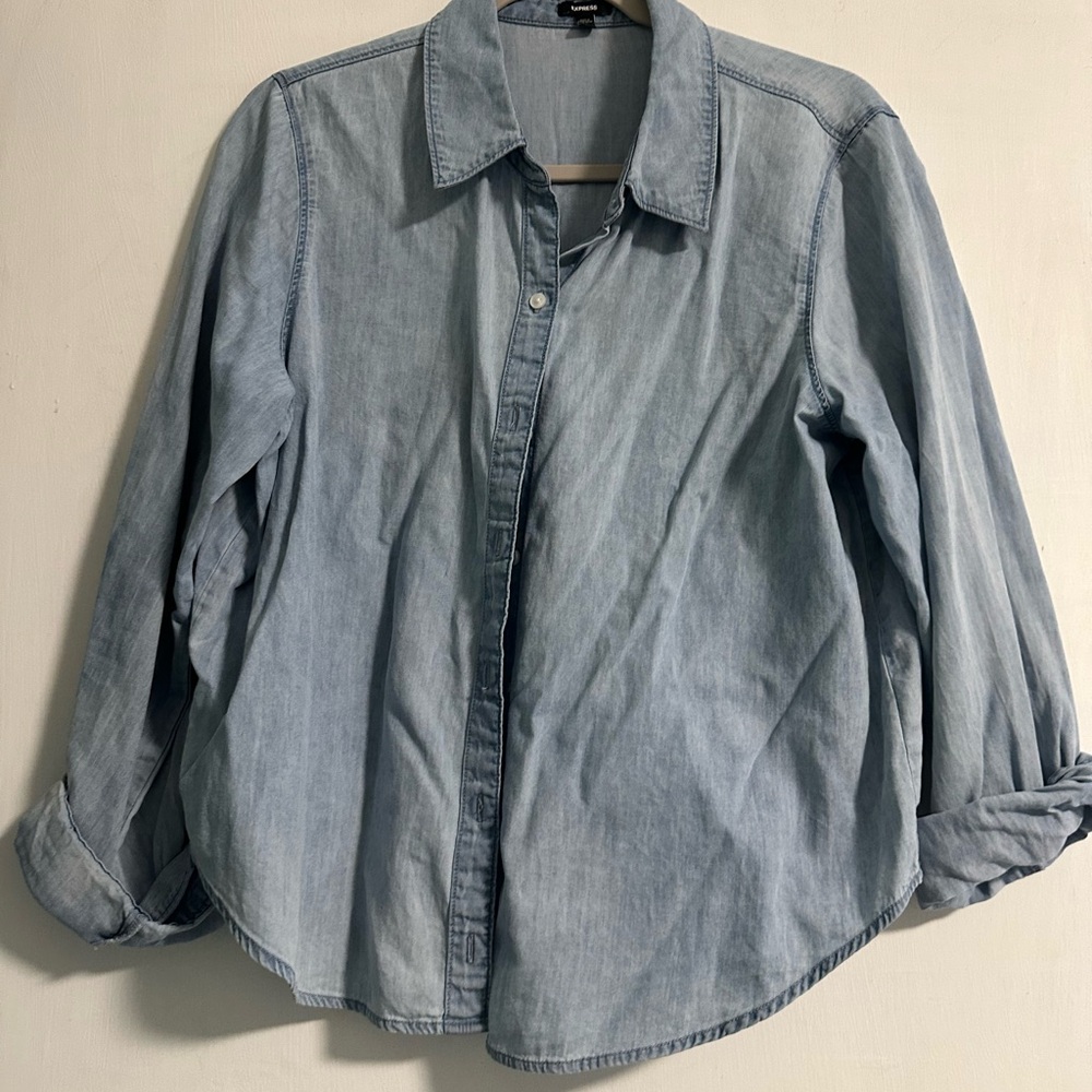 Express Sky Blue Button-Up Shirt